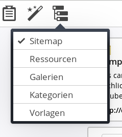 Um an die Eigenschaften des Wurzelelements zu gelangen, muss man in die Ressourcen-Übersicht wechseln