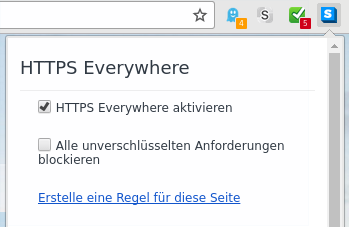 Ein Klick auf den Button des Plugins führt zum Link „Erstelle eine eigene Regel diese Seite“