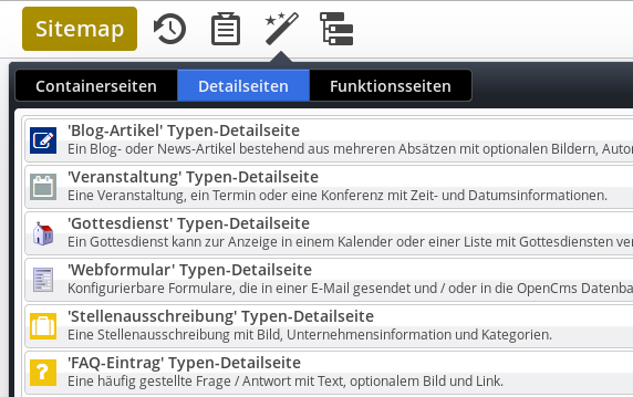 Detailseiten bei OpenCMS