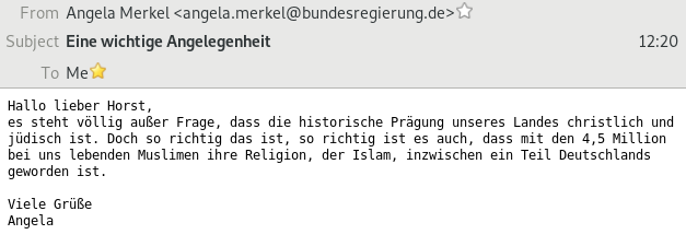 Eine E-Mail von Angela Merkel